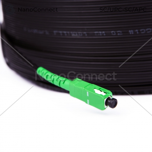 Fiber optic patch cord FTTH SC/UPC-SC/APC Black LSZH, Singlemode G.652.D (SM), Simplex, 225 m
