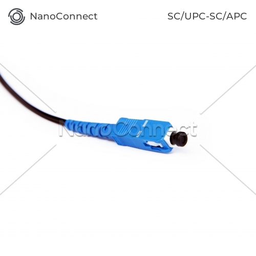 Fiber optic patch cord FTTH SC/UPC-SC/APC Black LSZH, Singlemode G.652.D (SM), Simplex, 75 m