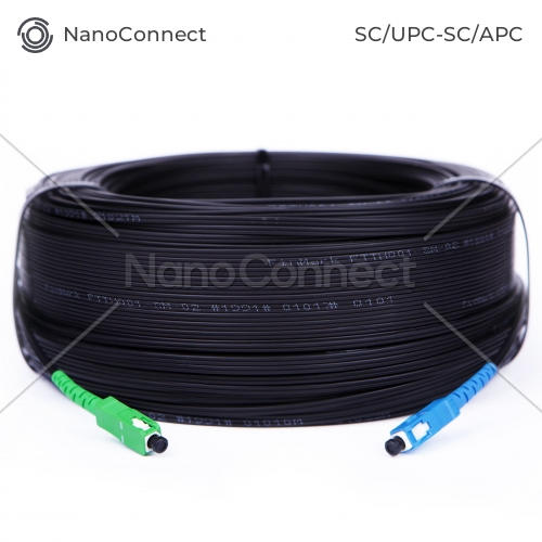 Fiber optic patch cord FTTH SC/UPC-SC/APC Black LSZH, Singlemode G.652.D (SM), Simplex, 200 m