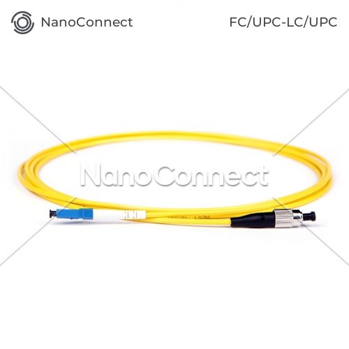 Fiber optic patch cord FC/UPC-LC/UPC Yellow LSZH, Singlemode G.652.D (SM), Simplex, 3mm - 3 m