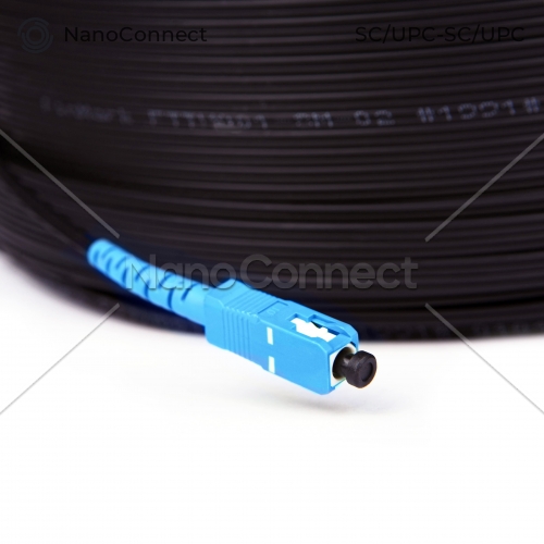 Fiber optic patch cord FTTH ADSS SC/UPC-SC/UPC Black LSZH, Singlemode G.652.D (SM), Simplex, 125 m