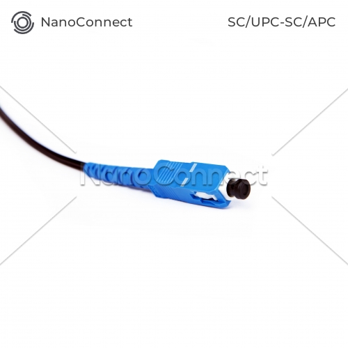 Fiber optic patch cord FTTH ADSS SC/UPC-SC/APC Black LSZH, Singlemode G.652.D (SM), Simplex, 225 m