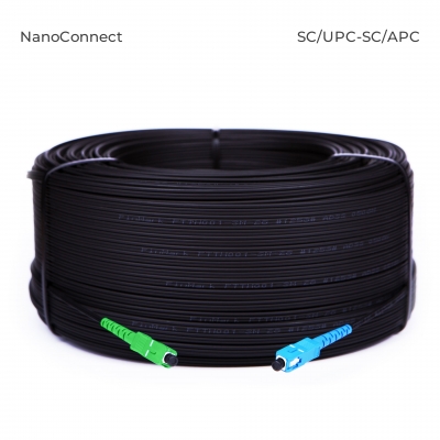 Fiber optic patch cord FTTH ADSS SC/UPC-SC/APC Black LSZH, Singlemode G.652.D (SM), Simplex, 275 m