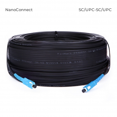 Fiber optic patch cord FTTH SC/UPC-SC/UPC Black LSZH, Singlemode G.652.D (SM), Simplex, 300 m