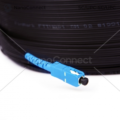 Fiber optic patch cord FTTH SC/UPC-SC/UPC Black LSZH, Singlemode G.652.D (SM), Simplex, 250 m