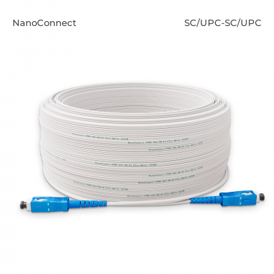 Fiber optic patch cord FTTH ADSS SC/UPC-SC/UPC White LSZH, Singlemode G.657.А2 (SM), Simplex, 125 m