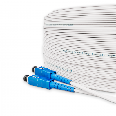 Fiber optic patch cord FTTH ADSS SC/UPC-SC/UPC White LSZH, Singlemode G.657.А2 (SM), Simplex, 225 m