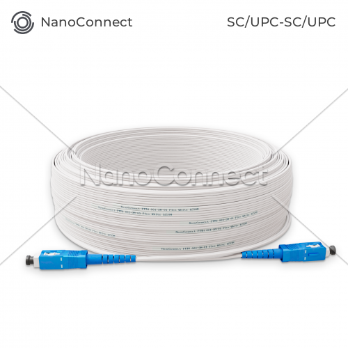 Fiber optic patch cord FTTH ADSS SC/UPC-SC/UPC White LSZH, Singlemode G.657.А2 (SM), Simplex, 100 m