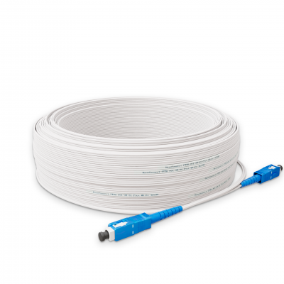 Fiber optic patch cord FTTH ADSS SC/UPC-SC/UPC White LSZH, Singlemode G.657.А2 (SM), Simplex, 50 m