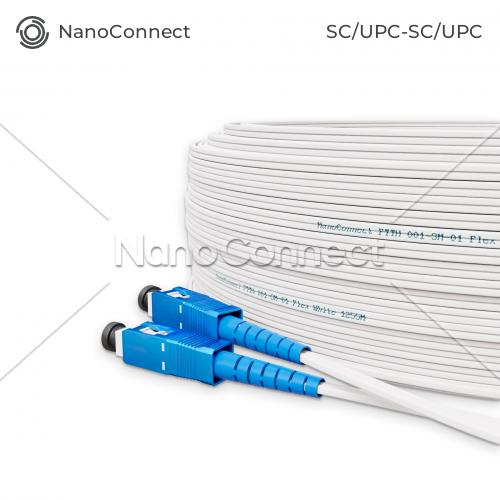 Fiber optic patch cord FTTH ADSS SC/UPC-SC/UPC White LSZH, Singlemode G.657.А2 (SM), Simplex, 50 m