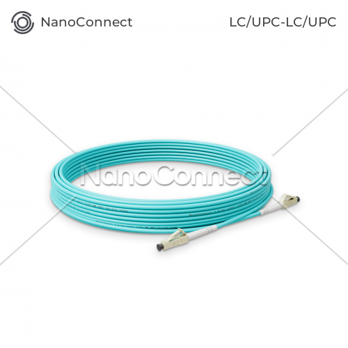 Патч-корд оптичний NanoConnect LC/UPC-LC/UPC Бірюзовий LSZH, Multimode OM3 (MM), Simplex, 2мм - 10 м