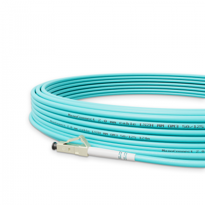 Optical patch cord NanoConnect LC/UPC-LC/UPC Turquoise LSZH, Multimode OM3 (MM), Simplex, 2mm - 10m