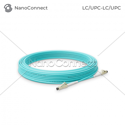 Патч-корд оптичний NanoConnect LC/UPC-LC/UPC Бірюзовий LSZH, Multimode OM3 (MM), Simplex, 2мм - 15 м