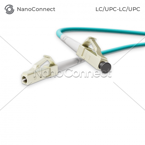 Патч-корд оптичний NanoConnect LC/UPC-LC/UPC Бірюзовий LSZH, Multimode OM3 (MM), Simplex, 2мм - 15 м