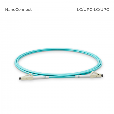 Fiber optic patch cord LC/UPC-LC/UPC Turquoise LSZH, Multimode OM3 (MM), Simplex, 2mm - 1 m