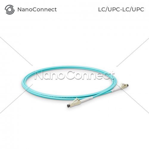 Патч-корд оптичний NanoConnect LC/UPC-LC/UPC Бірюзовий LSZH, Multimode OM3 (MM), Simplex, 2мм - 1 м