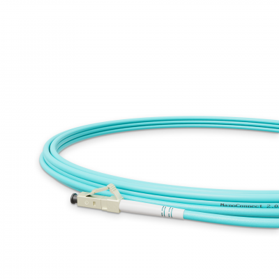 Optical patch cord NanoConnect LC/UPC-LC/UPC Turquoise LSZH, Multimode OM3 (MM), Simplex, 2mm - 3m