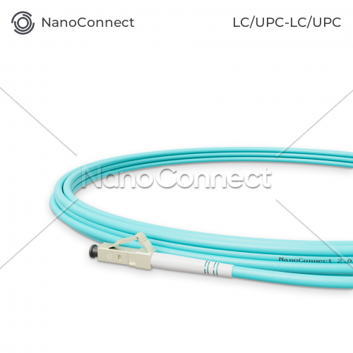 Патч-корд оптичний NanoConnect LC/UPC-LC/UPC Бірюзовий LSZH, Multimode OM3 (MM), Simplex, 2мм - 3 м