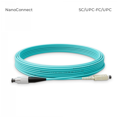 Fiber optic patch cord SC/UPC-FC/UPC Turquoise LSZH, Multimode OM3 (MM), Simplex, 2mm - 10 m
