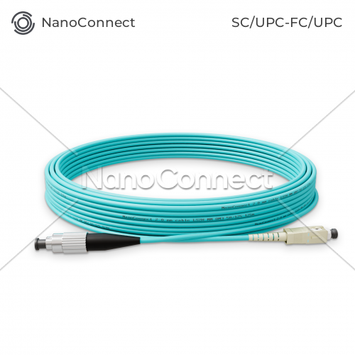 Патч-корд оптичний NanoConnect SC/UPC-FC/UPC Бірюзовий LSZH, Multimode OM3 (MM), Simplex, 2мм - 10 м