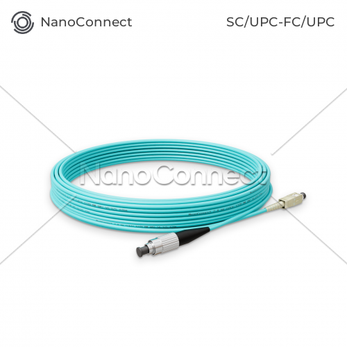 Патч-корд оптичний NanoConnect SC/UPC-FC/UPC Бірюзовий LSZH, Multimode OM3 (MM), Simplex, 2мм - 10 м