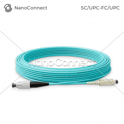 Optical Patch Cord NanoConnect SC/UPC-FC/UPC Turquoise LSZH, Multimode OM3 (MM), Simplex, 2mm - 15m