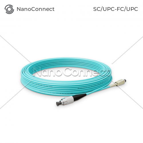 Optical Patch Cord NanoConnect SC/UPC-FC/UPC Turquoise LSZH, Multimode OM3 (MM), Simplex, 2mm - 15m