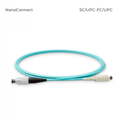 Fiber optic patch cord SC/UPC-FC/UPC Turquoise LSZH, Multimode OM3 (MM), Simplex, 2mm - 1 m