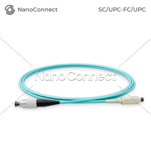 Optical Patch Cord NanoConnect SC/UPC-FC/UPC Turquoise LSZH, Multimode OM3 (MM), Simplex, 2mm - 2m