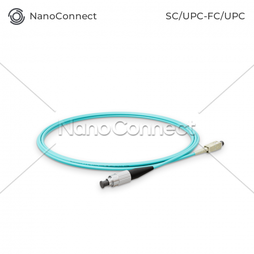 Патч-корд оптичний NanoConnect SC/UPC-FC/UPC Бірюзовий LSZH, Multimode OM3 (MM), Simplex, 2мм - 1 м