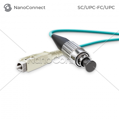 Патч-корд оптичний NanoConnect SC/UPC-FC/UPC Бірюзовий LSZH, Multimode OM3 (MM), Simplex, 2мм - 2 м