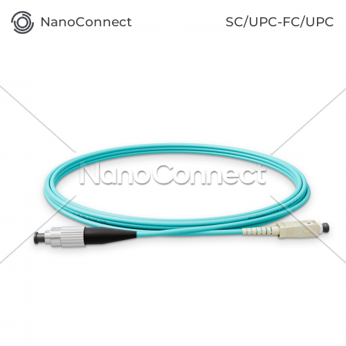 Optical Patch Cord NanoConnect SC/UPC-FC/UPC Turquoise LSZH, Multimode OM3 (MM), Simplex, 2mm - 3m