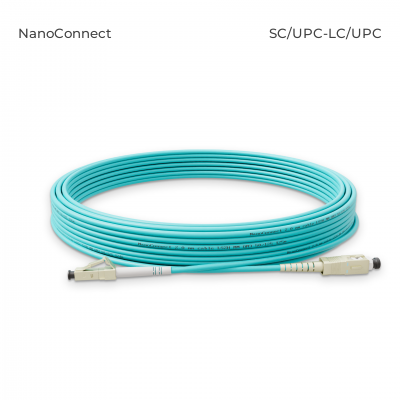 Fiber optic patch cord SC/UPC-LC/UPC Turquoise LSZH, Multimode OM3 (MM), Simplex, 2mm - 10 m