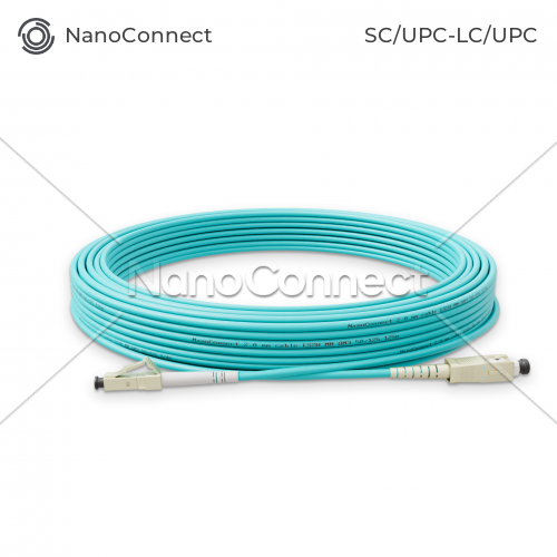 Optical Patch Cord NanoConnect SC/UPC-LC/UPC Turquoise LSZH, Multimode OM3 (MM), Simplex, 2mm - 15m