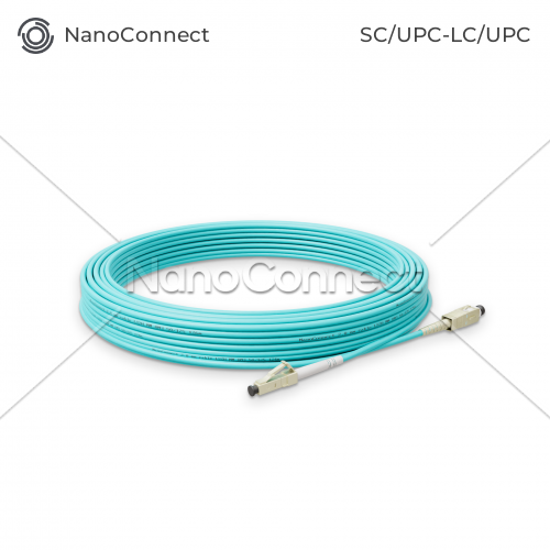 Патч-корд оптичний NanoConnect SC/UPC-LC/UPC Бірюзовий LSZH, Multimode OM3 (MM), Simplex, 2мм - 15 м