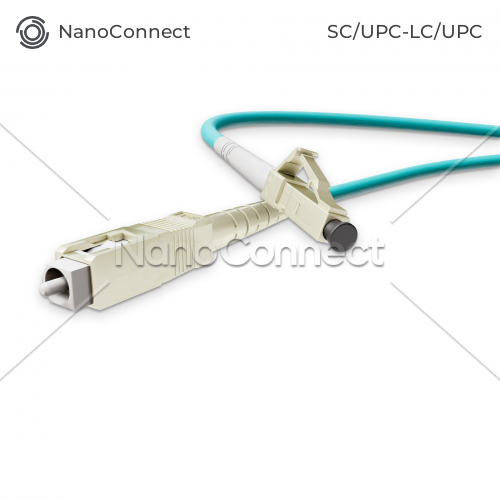 Патч-корд оптичний NanoConnect SC/UPC-LC/UPC Бірюзовий LSZH, Multimode OM3 (MM), Simplex, 2мм - 15 м