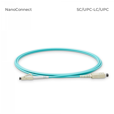 Fiber optic patch cord SC/UPC-LC/UPC Turquoise LSZH, Multimode OM3 (MM), Simplex, 2mm - 1 m