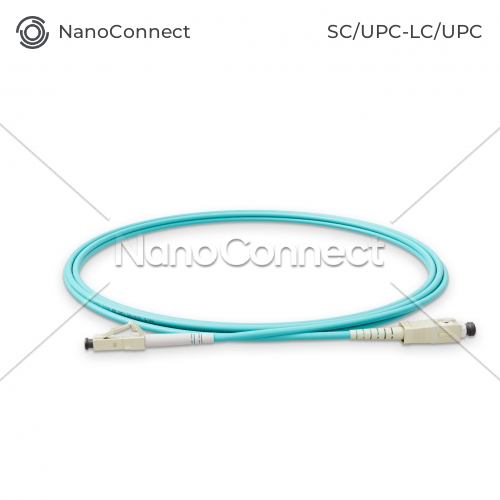 Патч-корд оптичний NanoConnect SC/UPC-LC/UPC Бірюзовий LSZH, Multimode OM3 (MM), Simplex, 2мм - 1 м