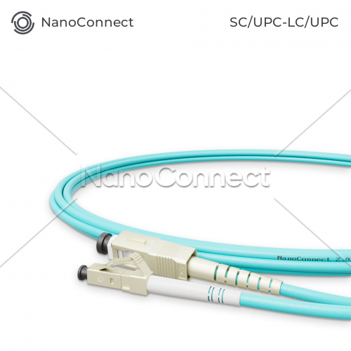 Optical patch cord NanoConnect SC/UPC-LC/UPC Turquoise LSZH, Multimode OM3 (MM), Simplex, 2mm - 1m