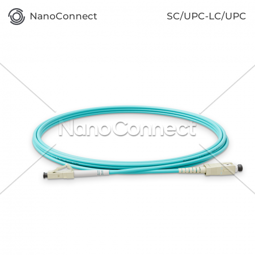 Патч-корд оптичний NanoConnect SC/UPC-LC/UPC Бірюзовий LSZH, Multimode OM3 (MM), Simplex, 2мм - 3 м