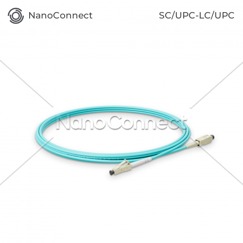 Патч-корд оптичний NanoConnect SC/UPC-LC/UPC Бірюзовий LSZH, Multimode OM3 (MM), Simplex, 2мм - 5 м