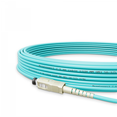 Optical patch cord NanoConnect SC/UPC-SC/UPC Turquoise LSZH, Multimode OM3 (MM), Simplex, 2mm - 10m