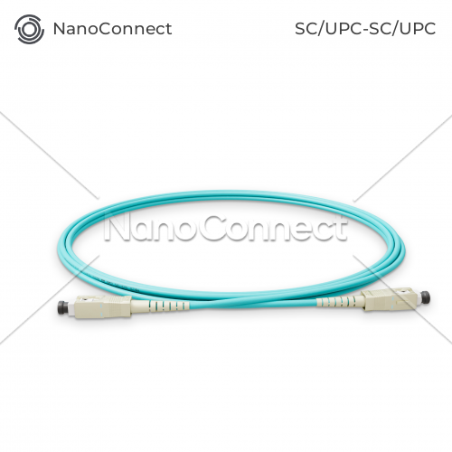 Патч-корд оптичний NanoConnect SC/UPC-SC/UPC Бірюзовий LSZH, Multimode OM3 (MM), Simplex, 2мм - 1 м
