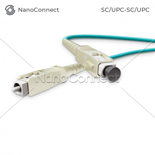 Патч-корд оптичний NanoConnect SC/UPC-SC/UPC Бірюзовий LSZH, Multimode OM3 (MM), Simplex, 2мм - 2 м