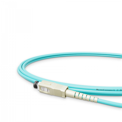 Optical patch cord NanoConnect SC/UPC-SC/UPC Turquoise LSZH, Multimode OM3 (MM), Simplex, 2mm - 1m