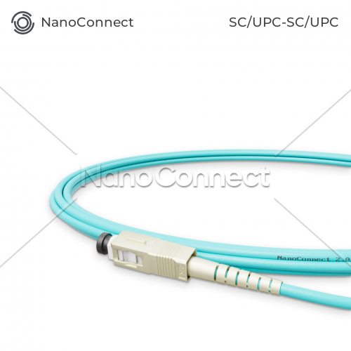 Optical patch cord NanoConnect SC/UPC-SC/UPC Turquoise LSZH, Multimode OM3 (MM), Simplex, 2mm - 1m