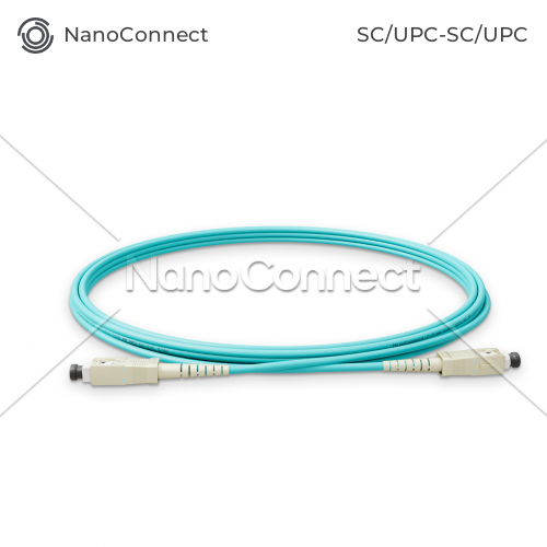 Патч-корд оптичний NanoConnect SC/UPC-SC/UPC Бірюзовий LSZH, Multimode OM3 (MM), Simplex, 2мм - 5 м