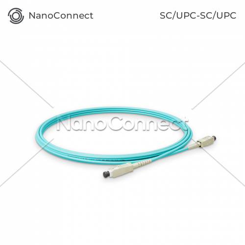 Патч-корд оптичний NanoConnect SC/UPC-SC/UPC Бірюзовий LSZH, Multimode OM3 (MM), Simplex, 2мм - 3 м