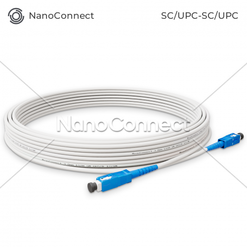 Fiber optic patch cord SC/UPC-SC/UPC White LSZH, Singlemode G.657.А2 (SM) Flex, Simplex, 3mm - 15 m