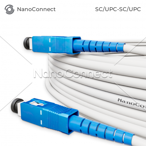 Fiber optic patch cord SC/UPC-SC/UPC White LSZH, Singlemode G.657.А2 (SM) Flex, Simplex, 3mm - 15 m